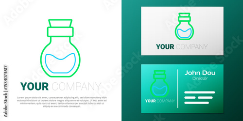 Line Poison in bottle icon isolated on white background. Bottle of poison or poisonous chemical toxin. Colorful outline concept. Vector