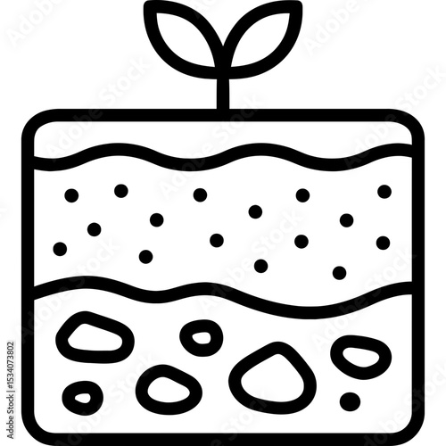 Clean outline icon showing soil layers