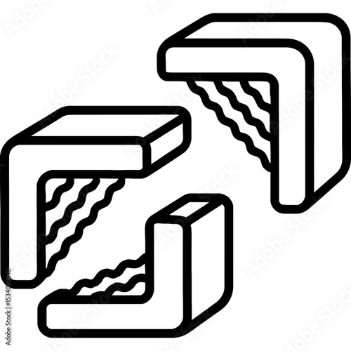 Minimal vector icon of corner edge guards in black and white