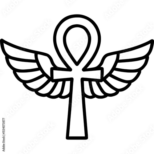 Egyptian Ankh with Wings Icon
