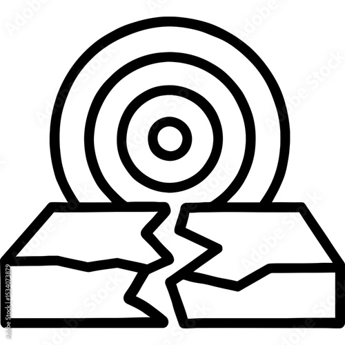 Minimalist earthquake epicenter icon