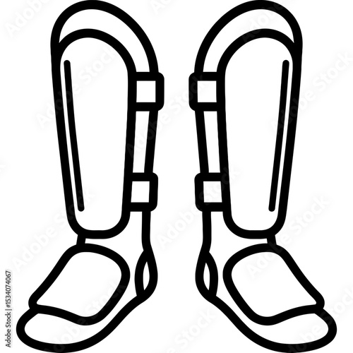 Minimalist outline of martial arts shin guards