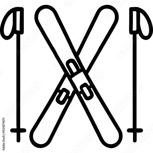 Minimalist icon of crossed skis and poles