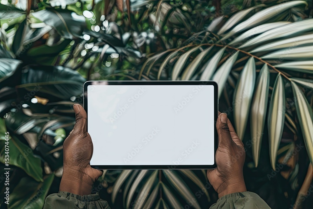Vibrant Color Visual of Crop Hands Holding Tablet Vibrant Color Visual of Crop Hands Holding Tablet