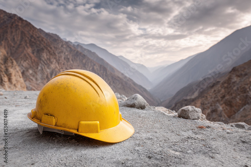 minimalist view of open pit mine in peru during soft twilight with dramatic contrasts