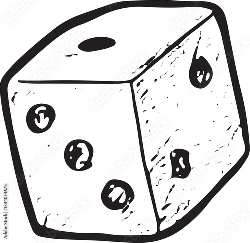 A hand-sketched pair of dice, adding a chance element to arcade games. Ideal for retro gaming art, gambling designs, and nostalgic merchandise