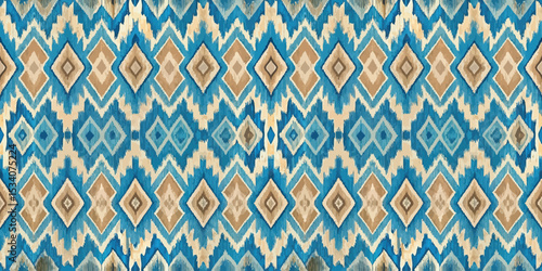 Abstract geometric pattern in shades of blue and beige.