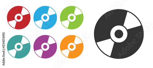 Black Vinyl disk icon isolated on white background. Set icons colorful. Vector