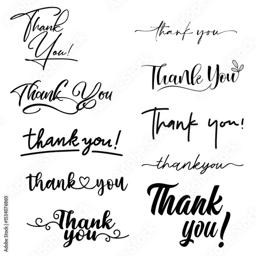 "Stylish handwritten 'Thank You' silhouette set with elegant lettering. Ideal for greeting cards, invitations, gift tags, and decorative appreciation designs."
