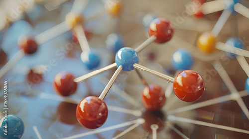 Molecular structure model pharmaceutical research Water compound (chemical formula H2O) - Molecule Structure Model, Generative AI
