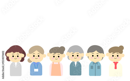 笑顔の大人の人物アイコンセット