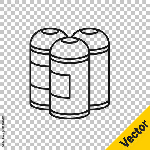Black line Paint spray can icon isolated on transparent background. Vector