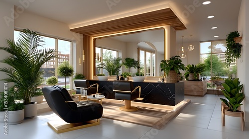 Elegant spa interior with ambient golden lighting high resolution picture