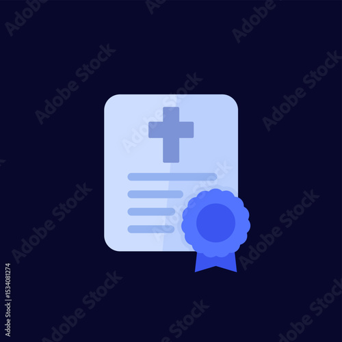 death certificate icon, flat vector design