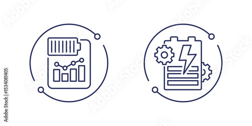 power management line icons, battery performance report
