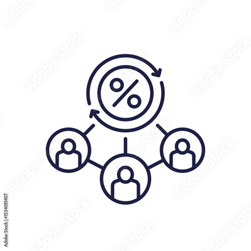 peer-to-peer lending icon, p2p loans line design on white