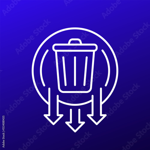 Reduce waste icon, linear design with a trash bin