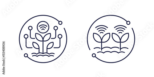 smart farming and agriculture icons in line design