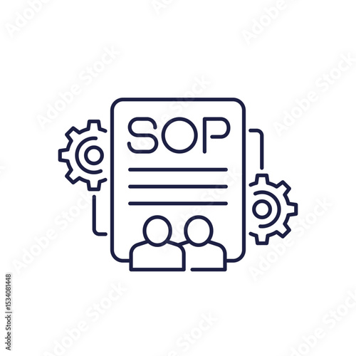 SOP icon, Standard Operating Procedure line design on white