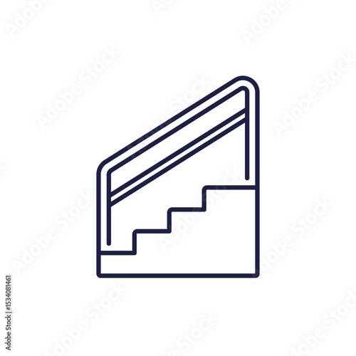 Stairs with railing line icon on white