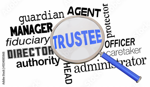 Trustee Magnifying Glass Manager Board Director 3d Illustration