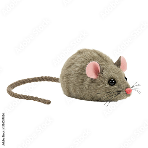 Realistic Plush Mouse Toy with Rope Tail