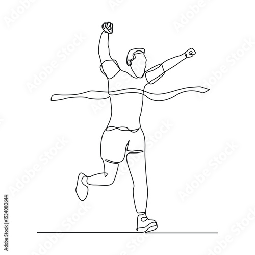 Continuous single line drawing of male runner athlete running sport sketch art editable stroke vector illustration