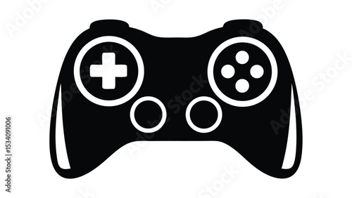 A white video game controller isolated for fun and leisure game controller silhouette