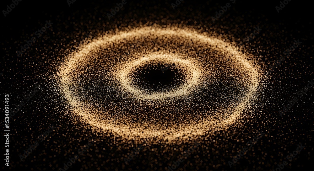 Fototapeta premium Creating Circle with Sparkling Gold Particles on Dark Background