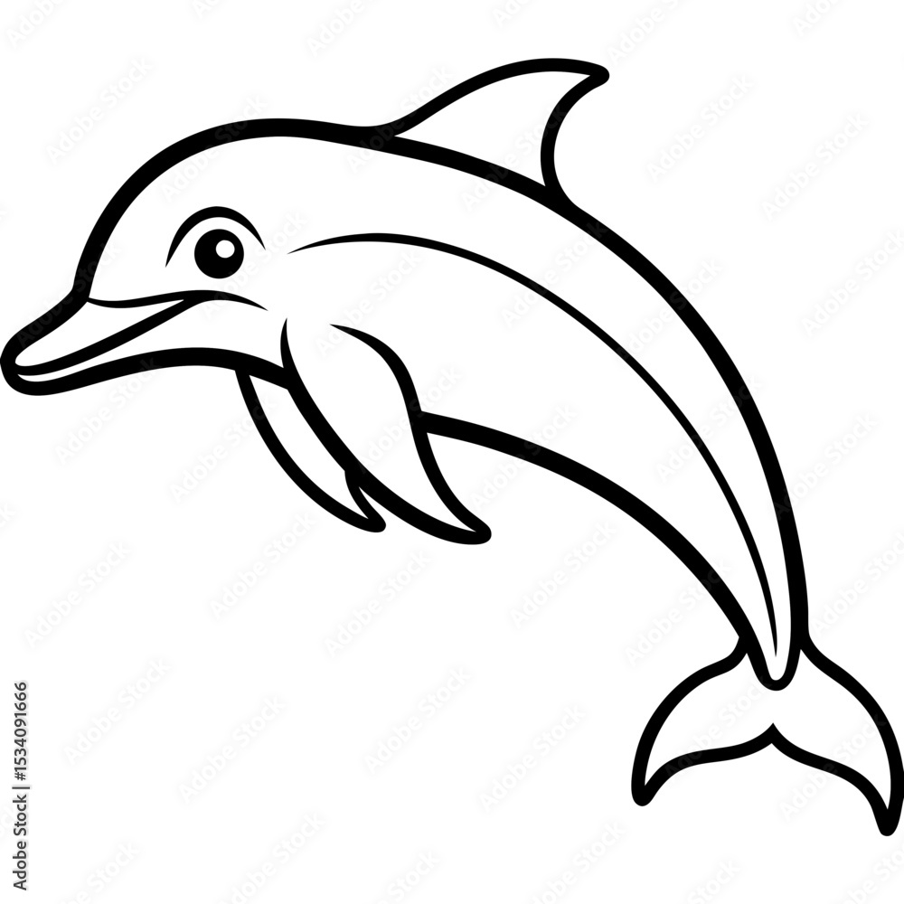 Naklejka premium Dolphin Drift line art vector 