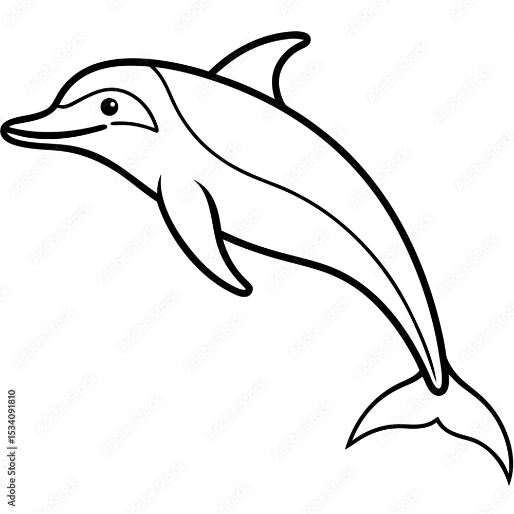 Fototapeta premium Dolphin Drift line art vector 