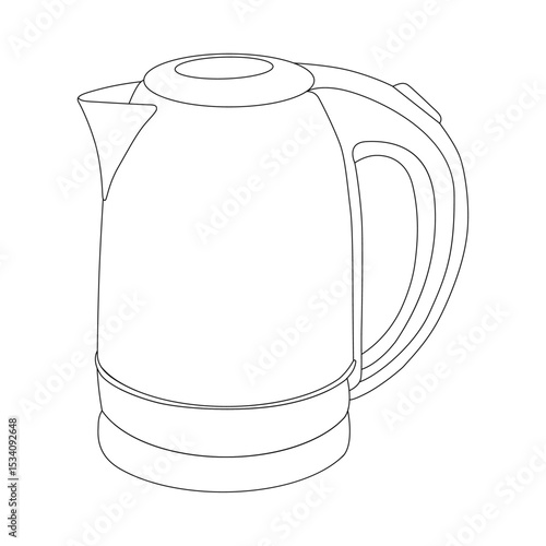 Electric Kettle line art vector design. Electric Kettle outline illustration design.