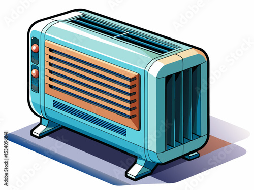 vector of Heater to prevent cold on plain white floor white background