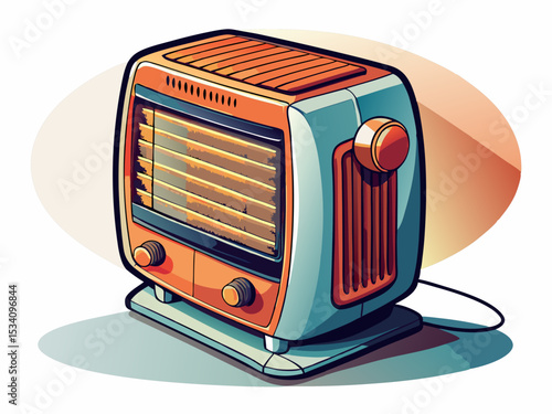 vector of Heater to prevent cold on plain white floor white background