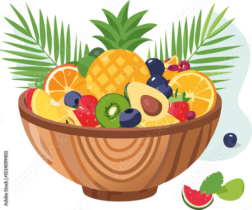 une corbeille en bois remplie de fruit 