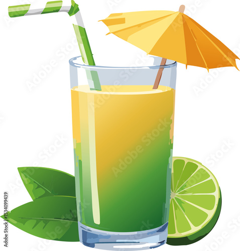 Boisson orange exotique avec décoration estivale