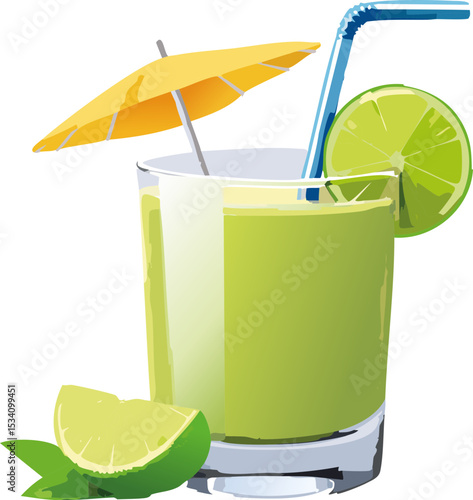 Smoothie tropical avec agrumes et palmier