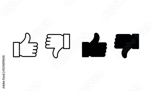 Thumbs Up and Down Icons Positive and Negative Feedback Vector