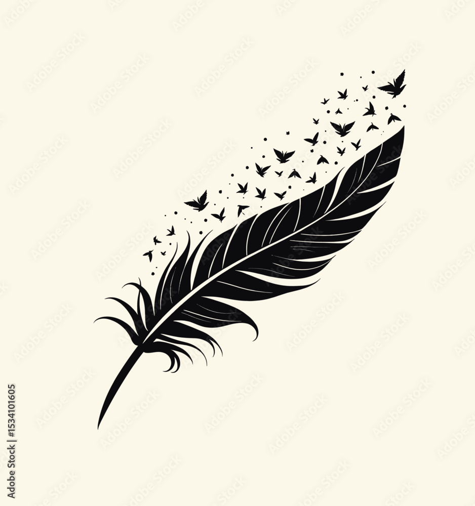 Fototapeta premium Feather Freedom: Birds Soaring in Minimalist Night Sky