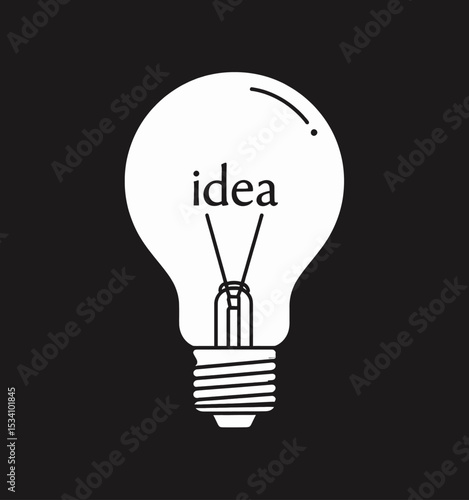 Illuminated Idea Bulb on Dark Background