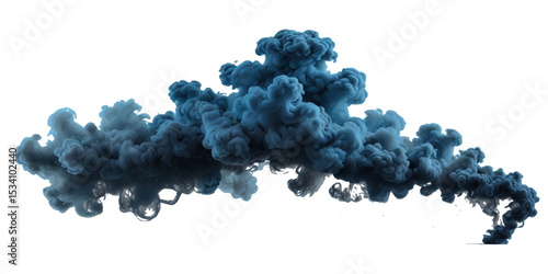 blue smoke plume isolated on transparent background. Image of colorful smoke plume and festive background