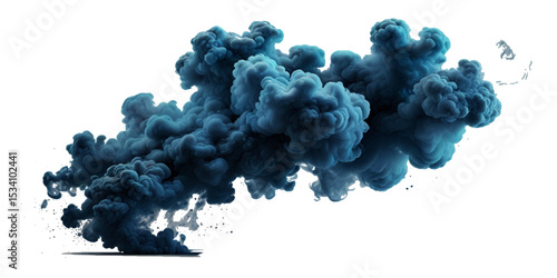 Acrylic blue colors in water. Ink blot. Abstract transparent background.