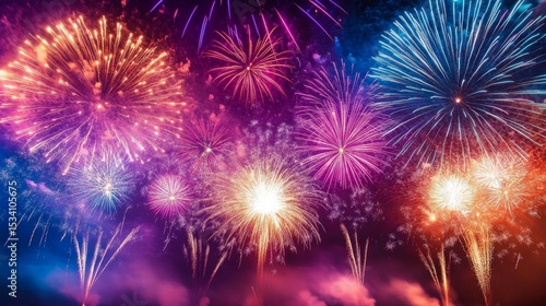 Colorful Fireworks Display Erupts in the Night Sky Like a Kaleidoscope