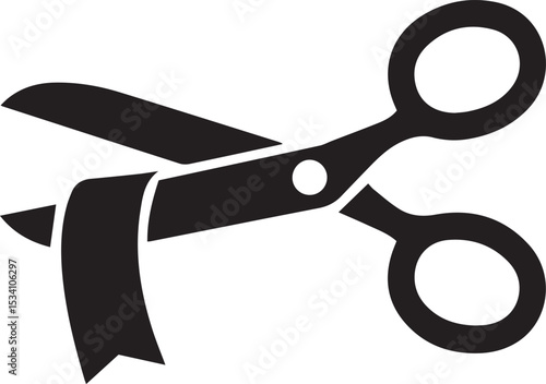 Grand opening scissors cutting ribbon icon