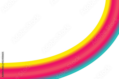 abstract ribbon curl in vibrant pink, yellow, and cyan gradient set against a clean white backdrop. Perfect for modern creative projects, digital branding, posters, and artistic layouts.