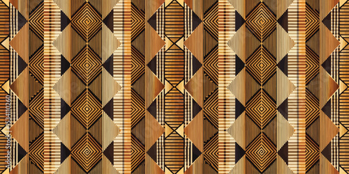 Geometric pattern design in warm earthy tones with intricate shapes.