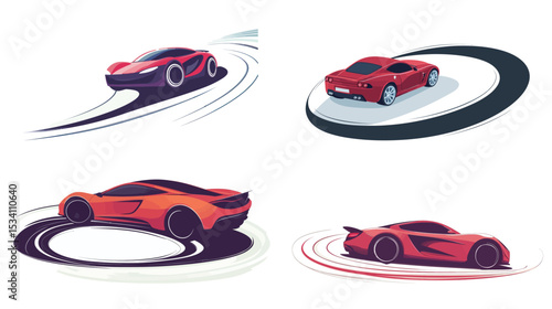 A sleek sports car speeding on a winding road, powerful and stylish vehicle in motion, high-performance automobile with dynamic wheels and vivid details