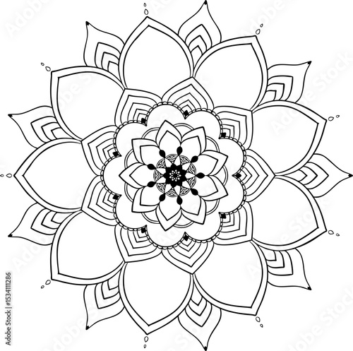 Black complex doodle mandala