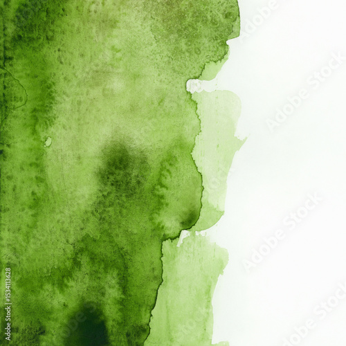 Bright painted green watercolor texture. Hand drawn background