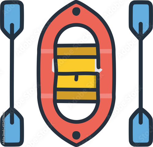 Illustration simple de kayak et pagaies